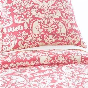 Pine Cone Hill Queen Duvet cover & Throw pillow cover Gianna Damask Peony